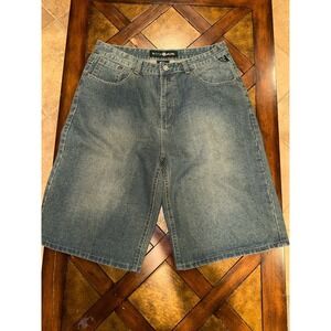 Enyce Y2K VTG  Jean Shorts Baggy Streetwear Embroidered Size 38 (Measures 36x14)